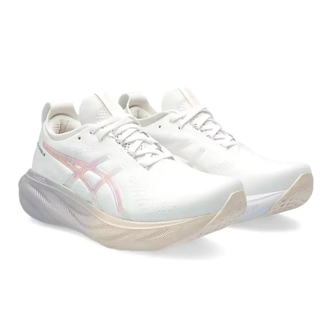 Womens ASICS GEL-Nimbus 25 Anniversary - White / Rose Dust