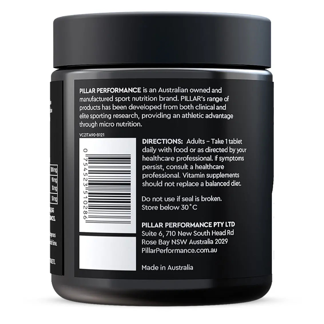 PILLAR Performance Vitamin C + Zinc Immune Tablets